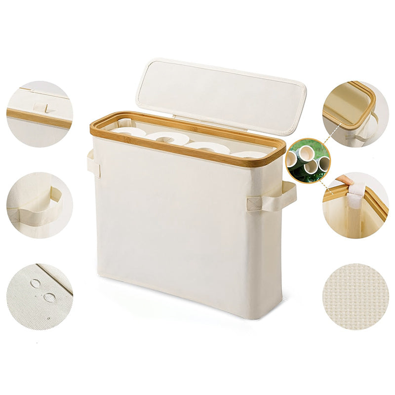 STORFEX Toilet Paper Storage Basket with Lid - Beige