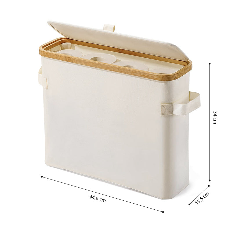 STORFEX Toilet Paper Storage Basket with Lid - Beige