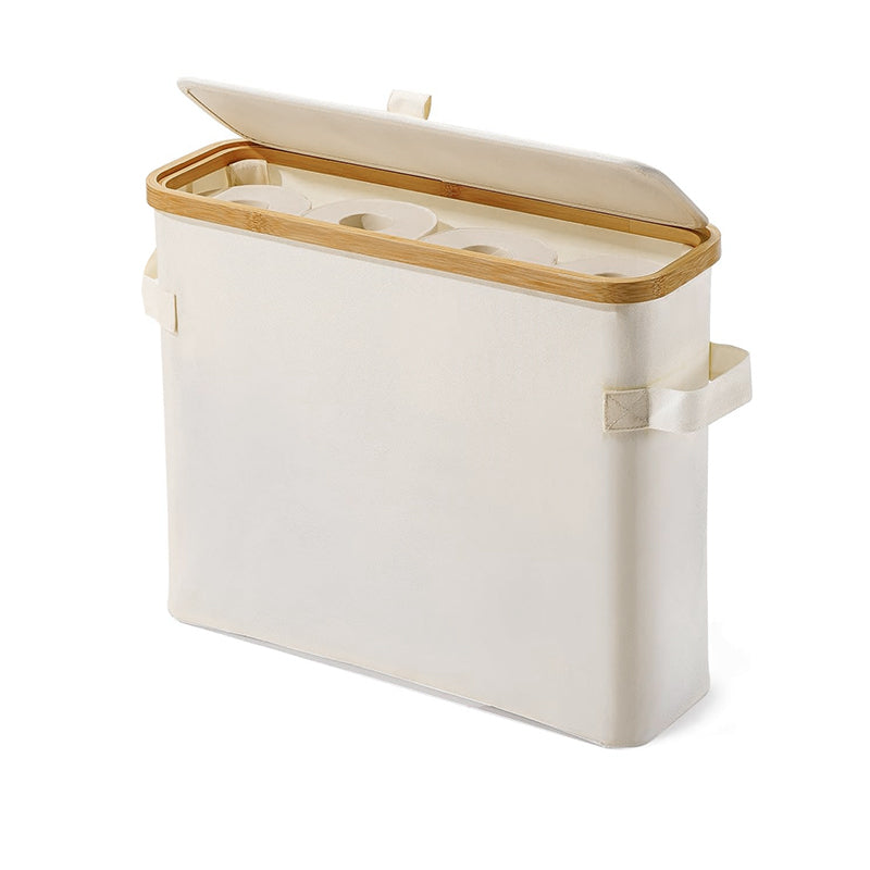 STORFEX Toilet Paper Storage Basket with Lid - Beige