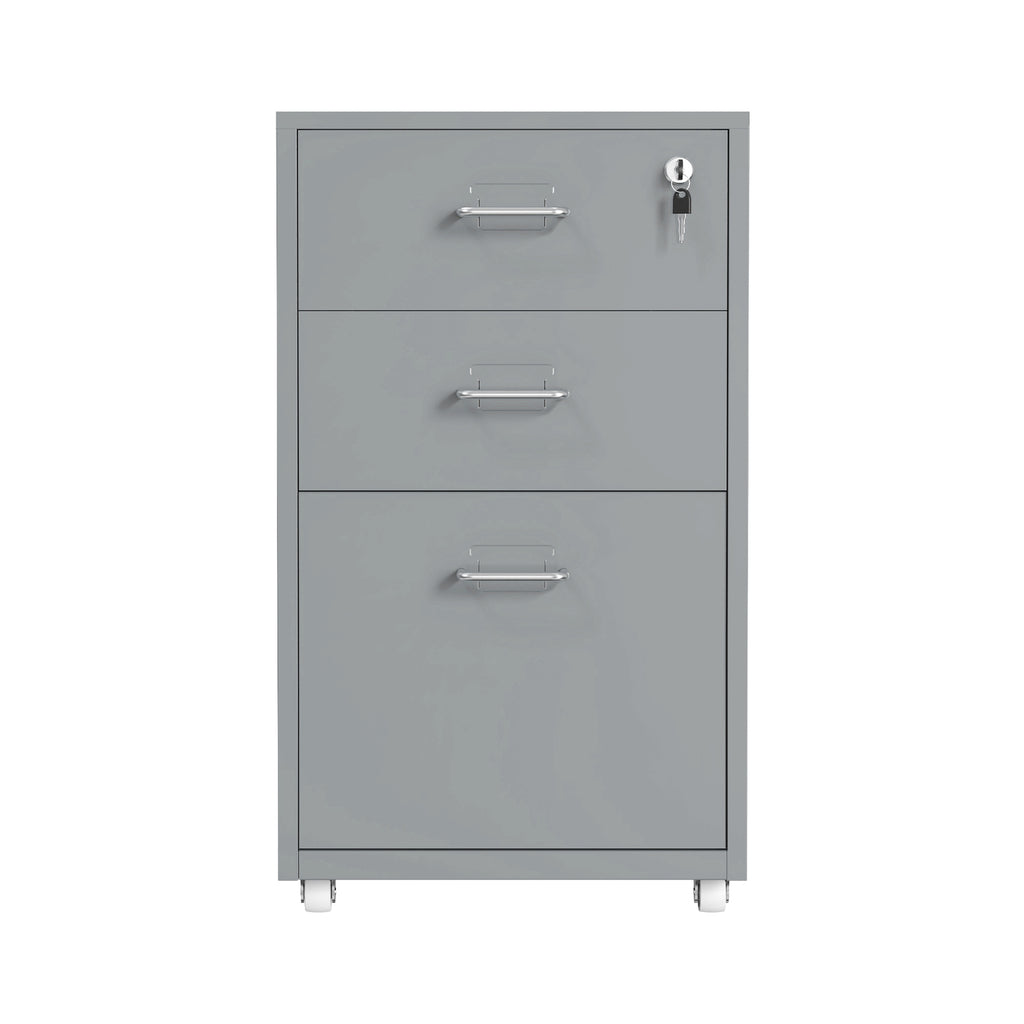 Gorilla Office - Mobile Metal 3 Drawer Cabinet - Grey