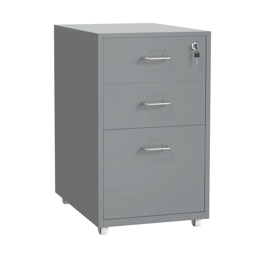 Gorilla Office - Mobile Metal 3 Drawer Cabinet - Grey