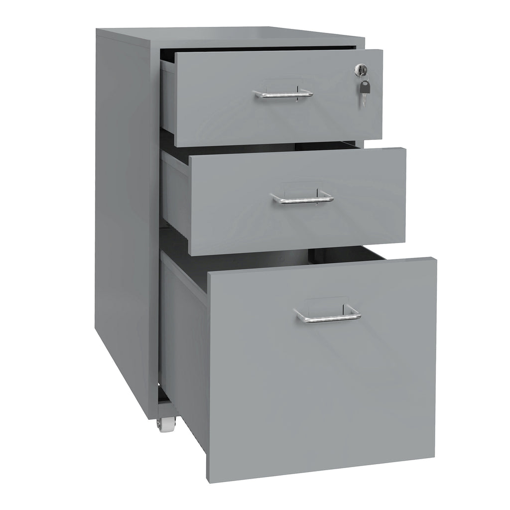 Gorilla Office - Mobile Metal 3 Drawer Cabinet - Grey