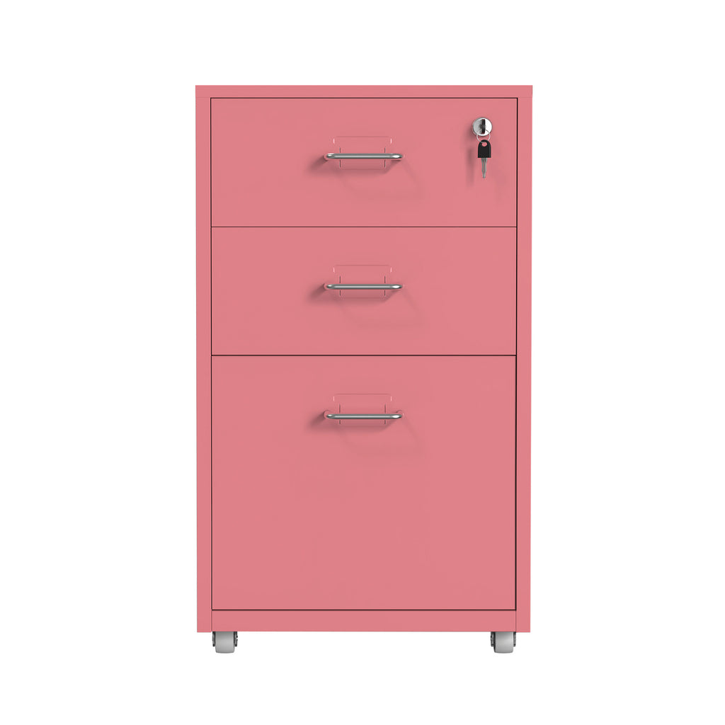 Gorilla Office - Mobile Metal 3 Drawer Cabinet - Antique Pink