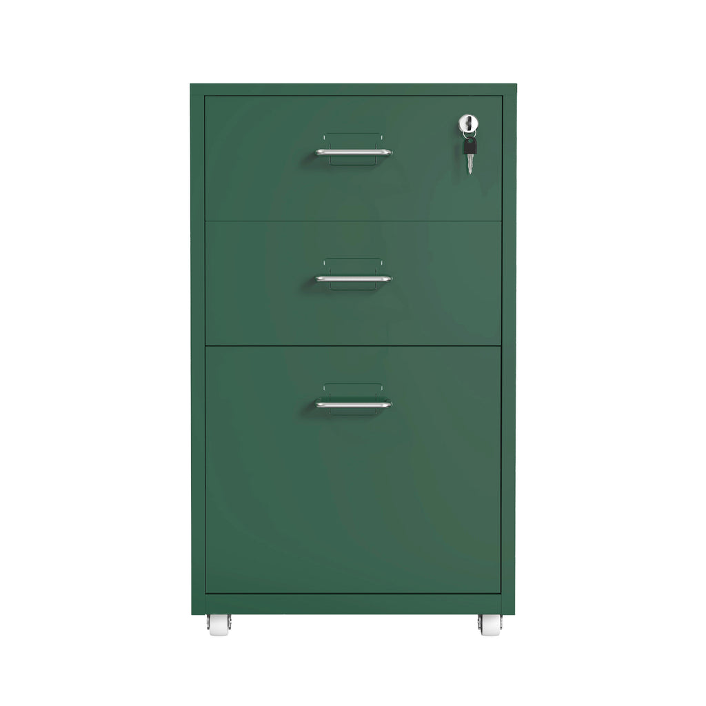 Gorilla Office - Mobile Metal 3 Drawer Cabinet - Pine Green