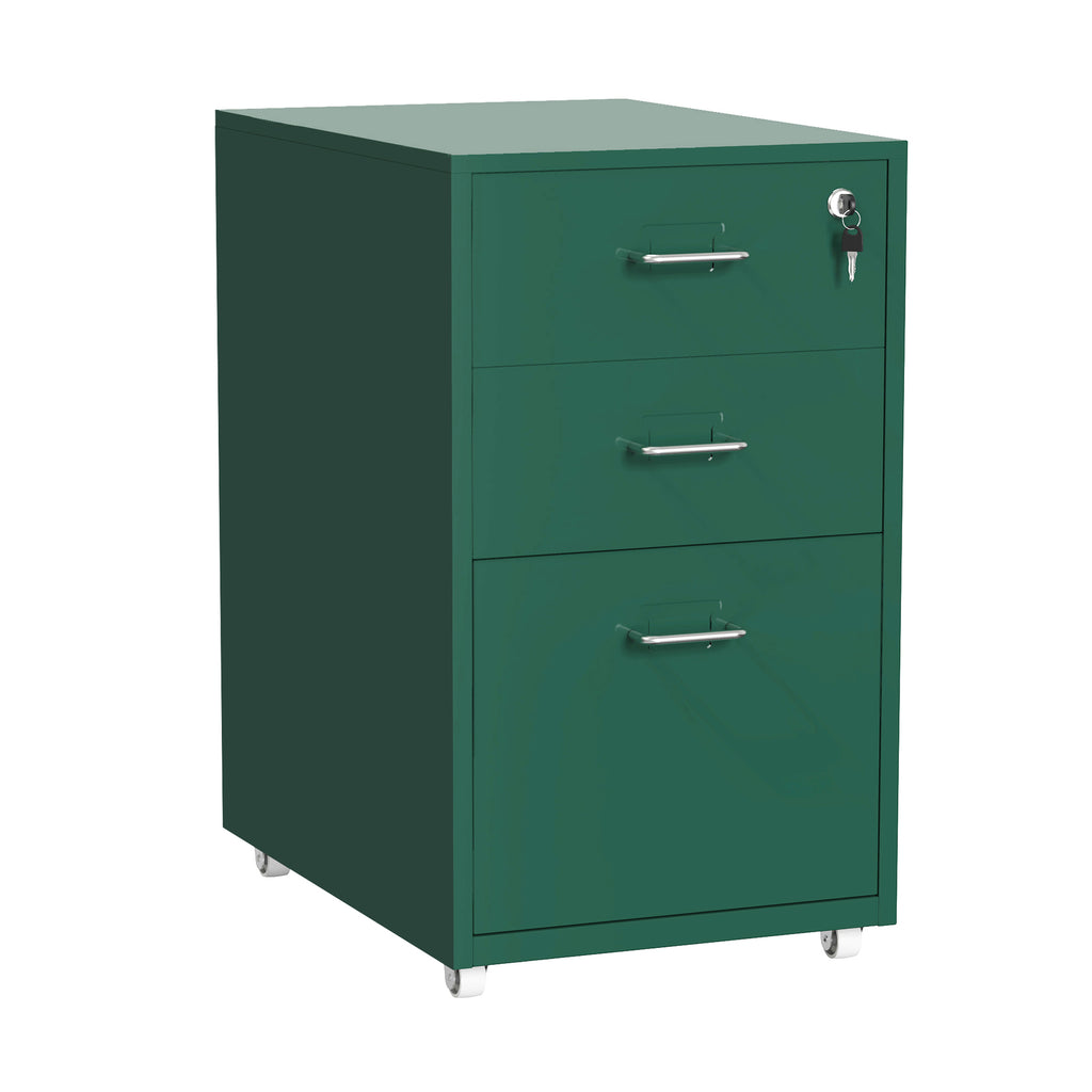 Gorilla Office - Mobile Metal 3 Drawer Cabinet - Pine Green