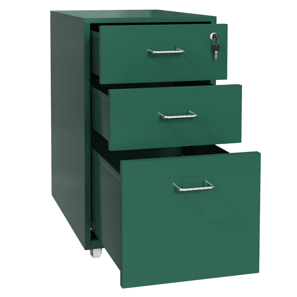 Gorilla Office - Mobile Metal 3 Drawer Cabinet - Pine Green