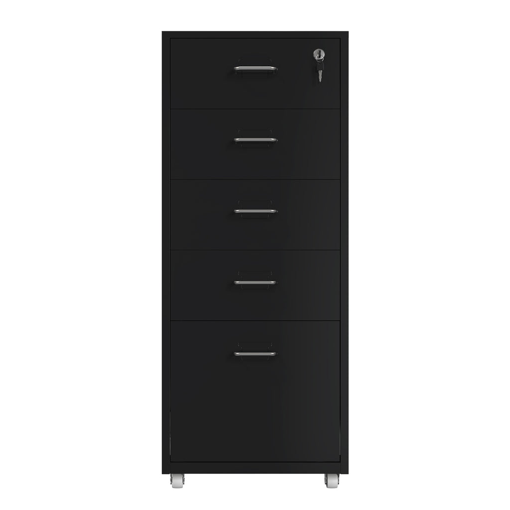 Gorilla Office - Mobile Metal 5 Drawer Cabinet - Graphite Black