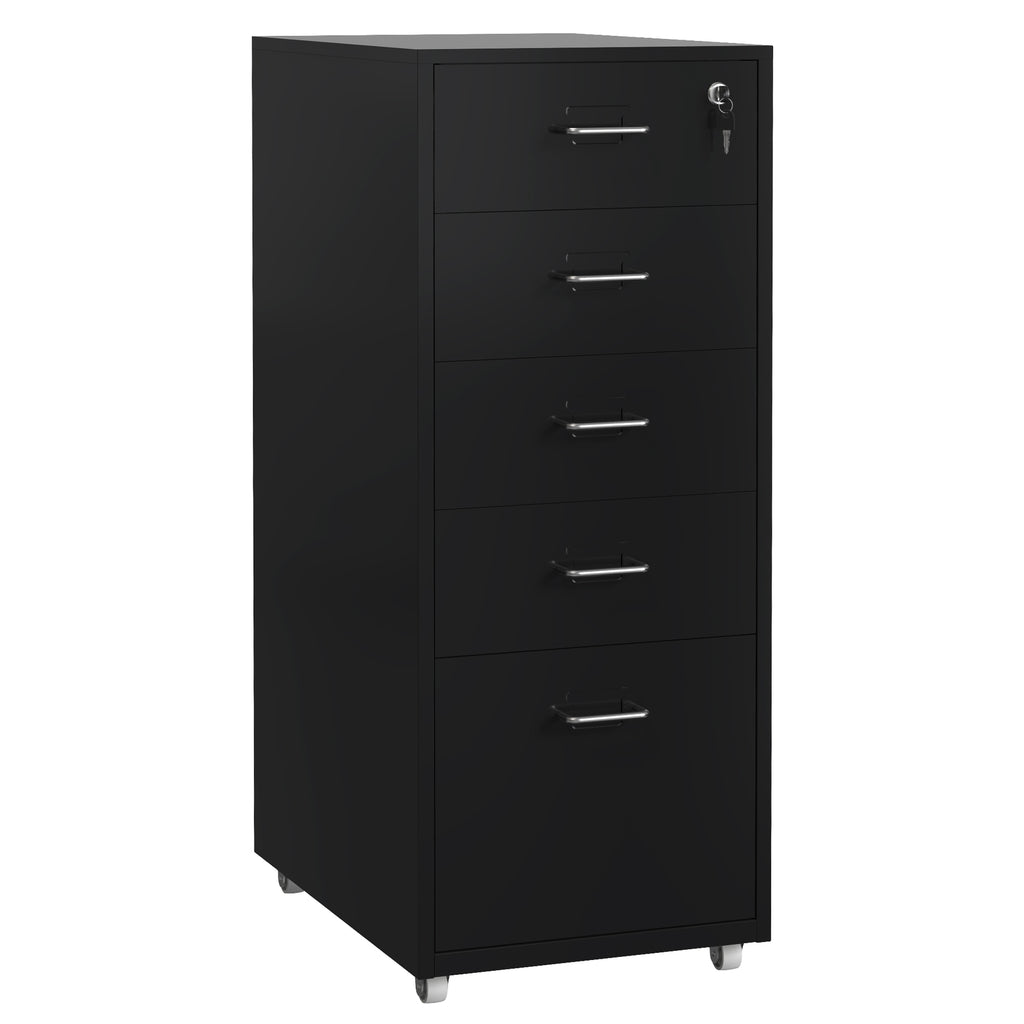 Gorilla Office - Mobile Metal 5 Drawer Cabinet - Graphite Black