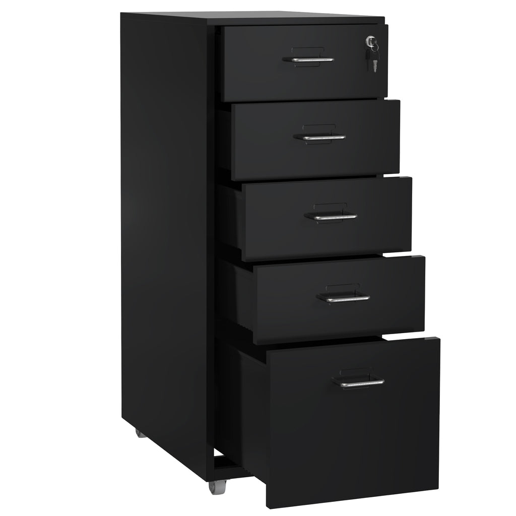 Gorilla Office - Mobile Metal 5 Drawer Cabinet - Graphite Black