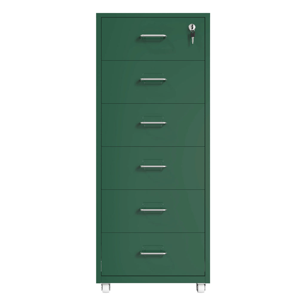 Gorilla Office - Mobile Metal 6 Drawer Cabinet -Pine Green