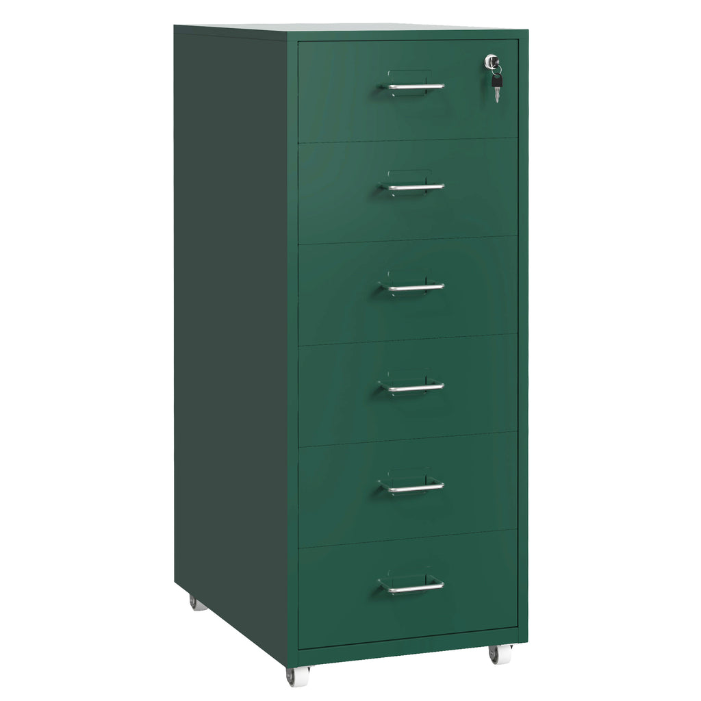 Gorilla Office - Mobile Metal 6 Drawer Cabinet -Pine Green