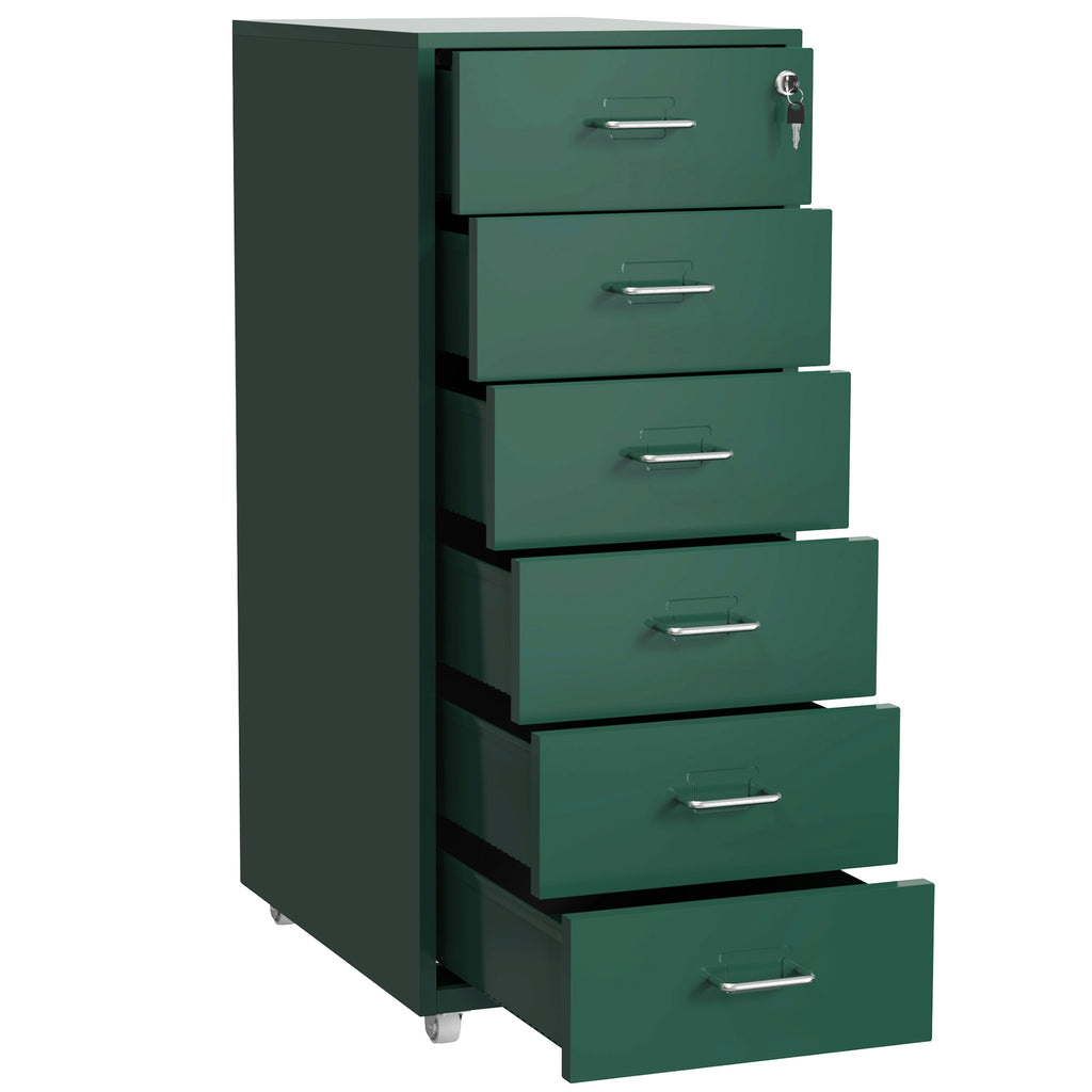 Gorilla Office - Mobile Metal 6 Drawer Cabinet -Pine Green