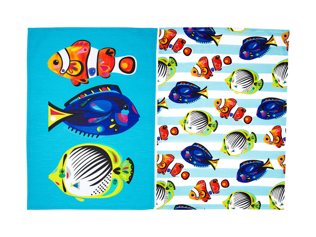 Maxwell & Williams: Pete Cromer Ozzie Ocean Cotton Tea Towel - Set of 2