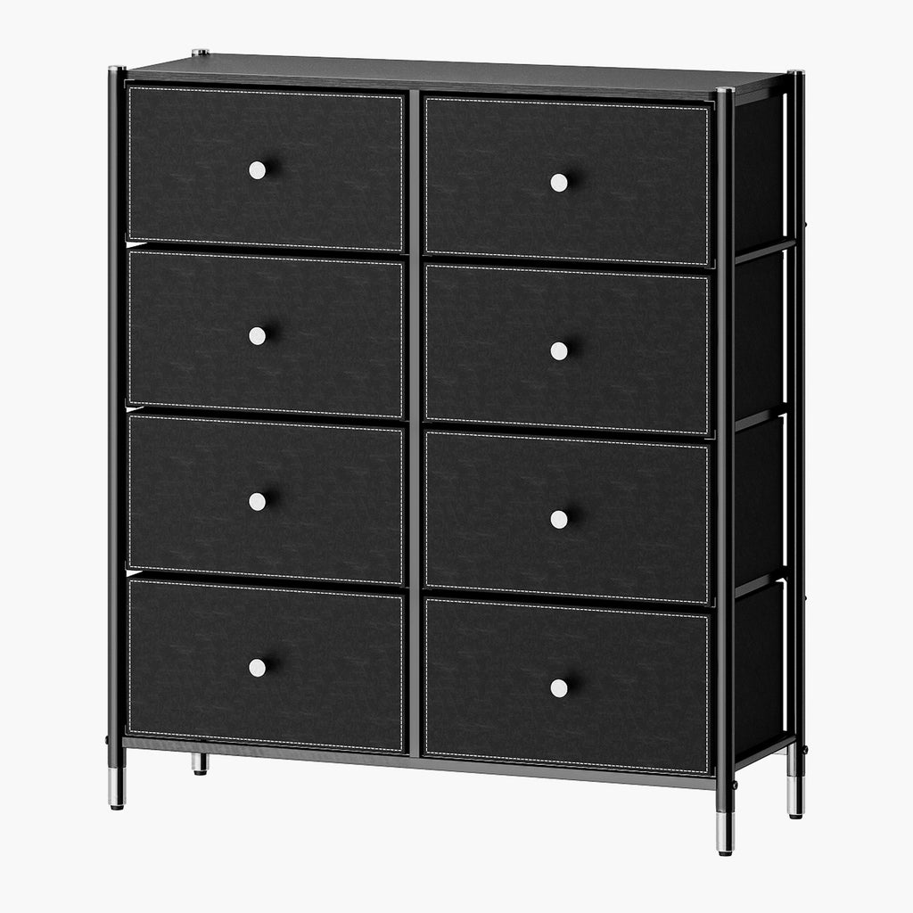 Fraser Country 8 Drawer Storage Dresser - Black / Silver