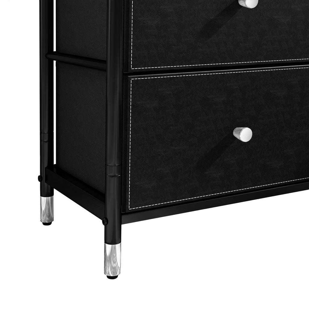 Fraser Country 8 Drawer Storage Dresser - Black / Silver