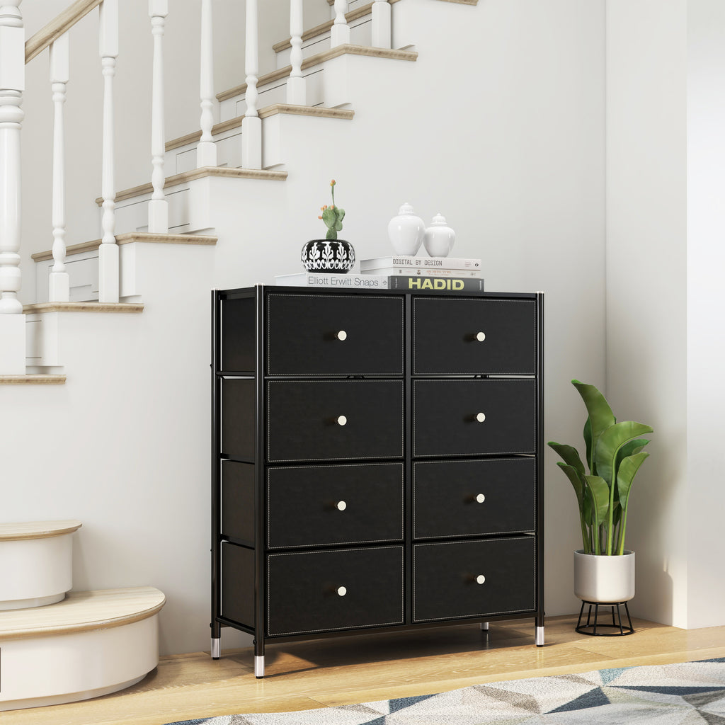 Fraser Country 8 Drawer Storage Dresser - Black / Silver