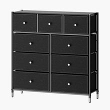 Load image into Gallery viewer, Fraser Country 9 Drawer Storage Dresser - Black / Silver