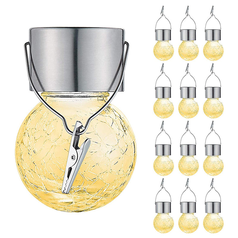LUMIRO 12 Pack Hanging Outdoor Solar Lights Warm