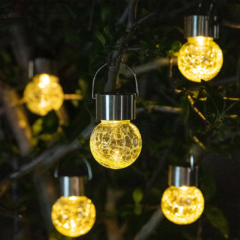 LUMIRO 12 Pack Hanging Outdoor Solar Lights Warm