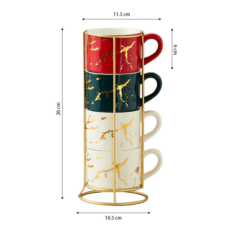 STORFEX 220ml Ceramic Mug Set of 4