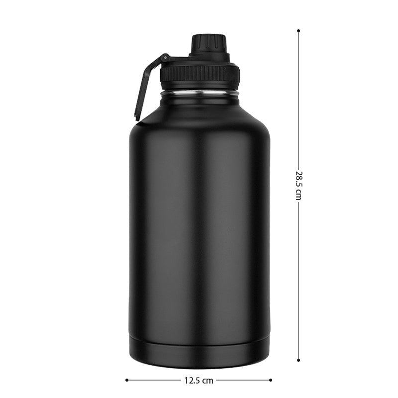 HYPERANGER 1.9 L Insulated Water Bottle and Straw Spout Lid - Black