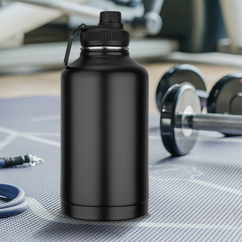 HYPERANGER 1.9 L Insulated Water Bottle and Straw Spout Lid - Black