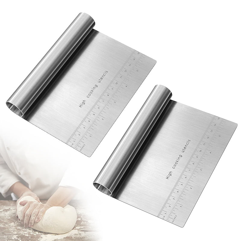OZZYCOOK 2-Pack Dough Scraper & Cutter - Stainless Steel