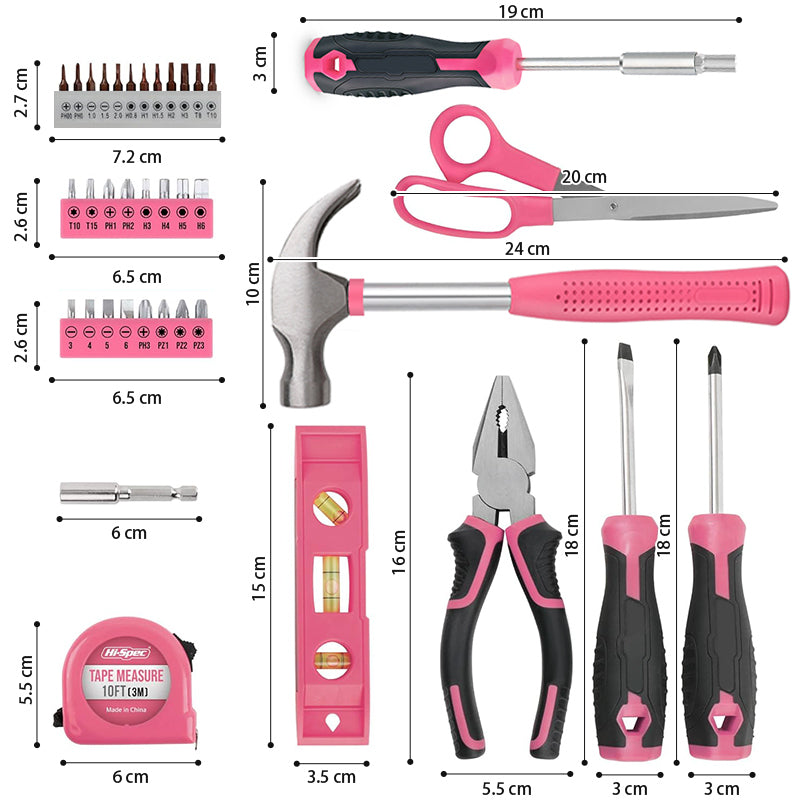 38-Piece Household DIY Tool Set - Pink
