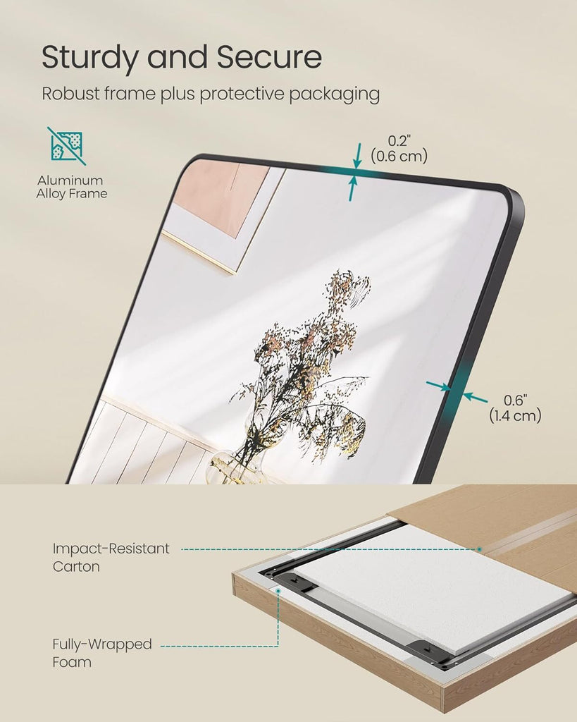 SONGMICS Rectangle Full Body Mirror with Stand