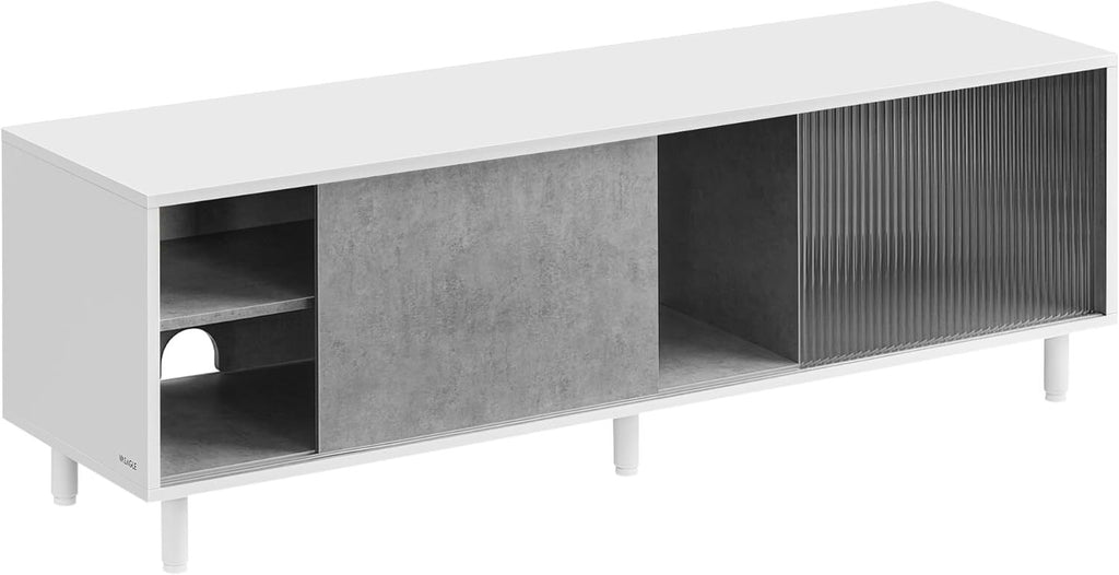 VASAGLE Superfast Toolless 1.40M TV Stand Cabinet - Cloud White & Concrete Grey