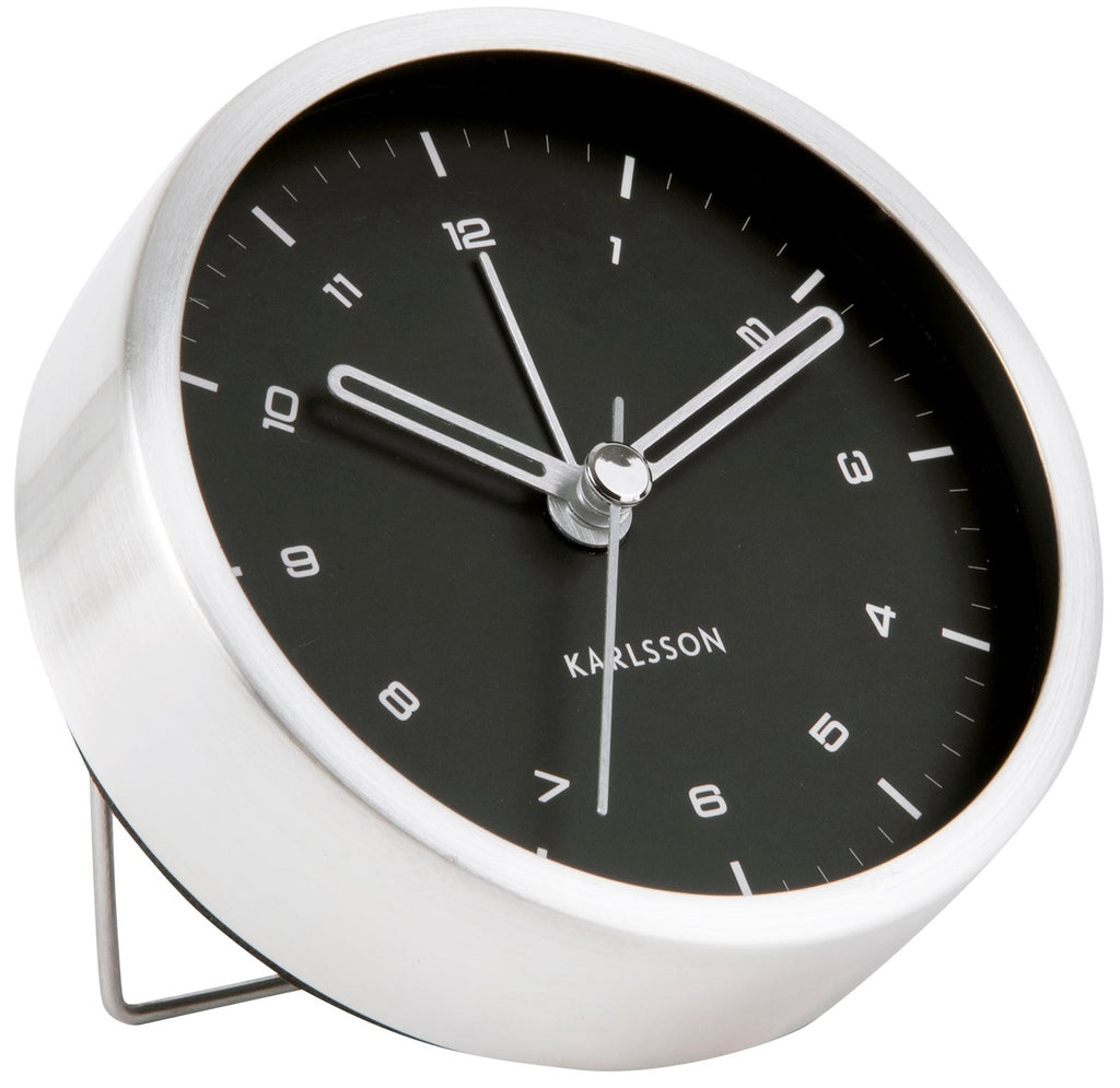 Karlsson: Tinge Alarm Clock - Silver/Black