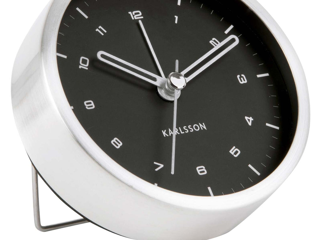 Karlsson: Tinge Alarm Clock - Silver/Black