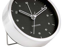 Load image into Gallery viewer, Karlsson: Tinge Alarm Clock - Silver/Black