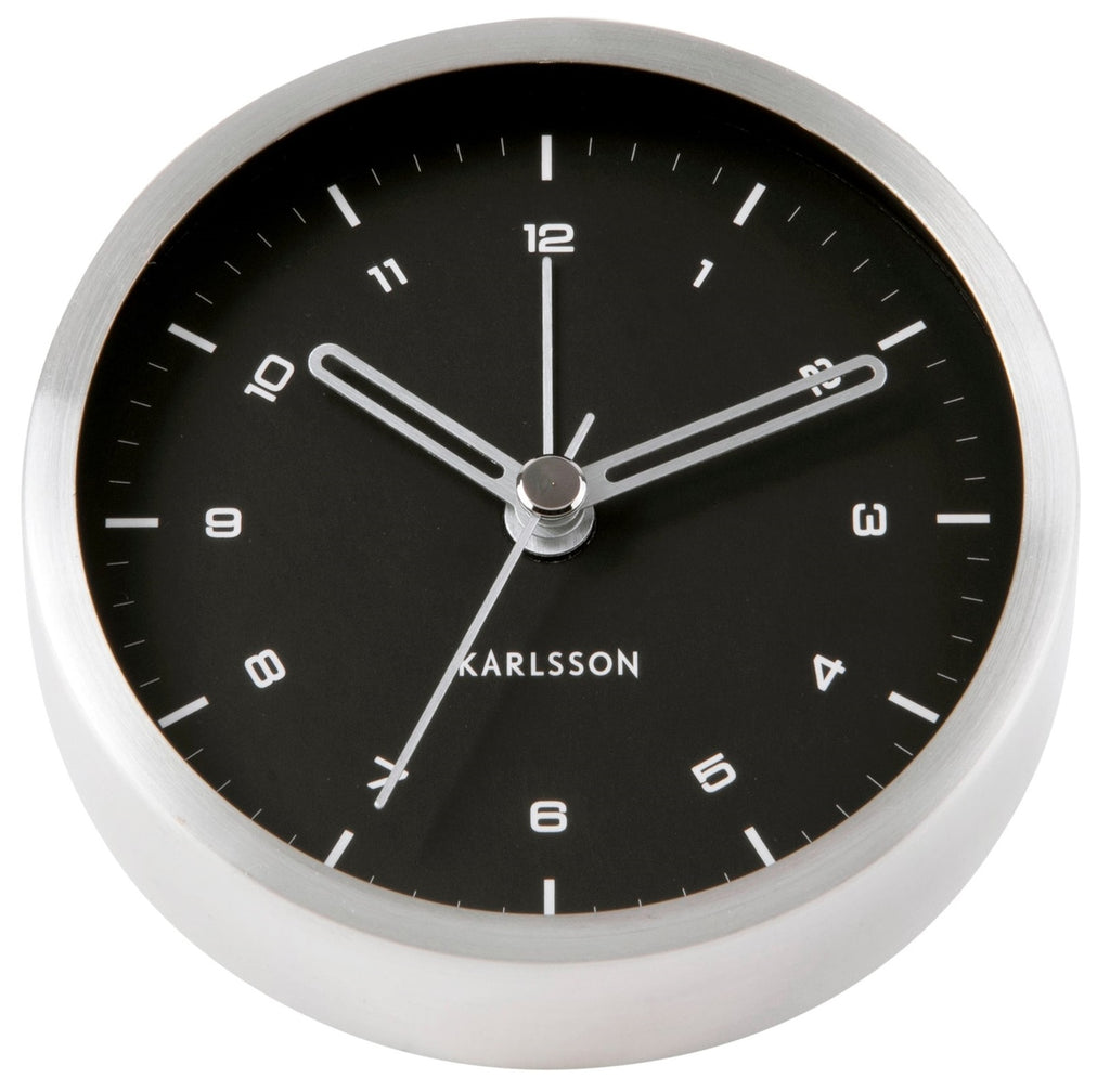 Karlsson: Tinge Alarm Clock - Silver/Black