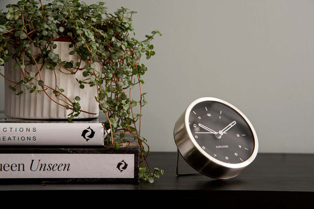 Karlsson: Tinge Alarm Clock - Silver/Black