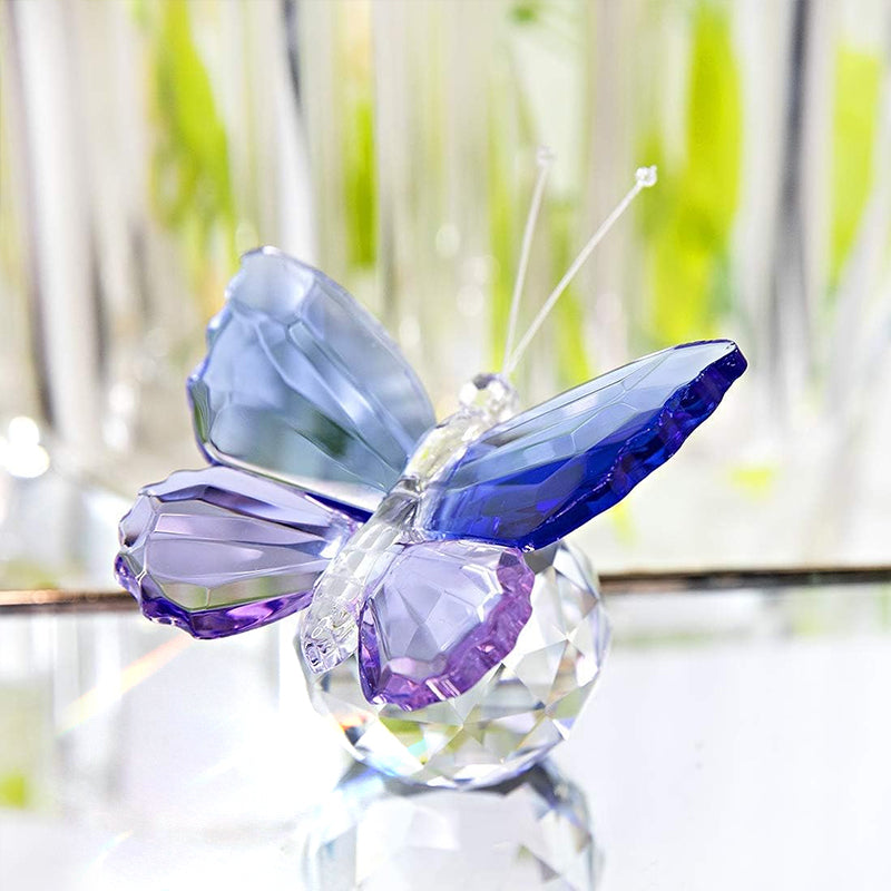 Crystal Glass Butterfly Figurine with Ball Base - Purple