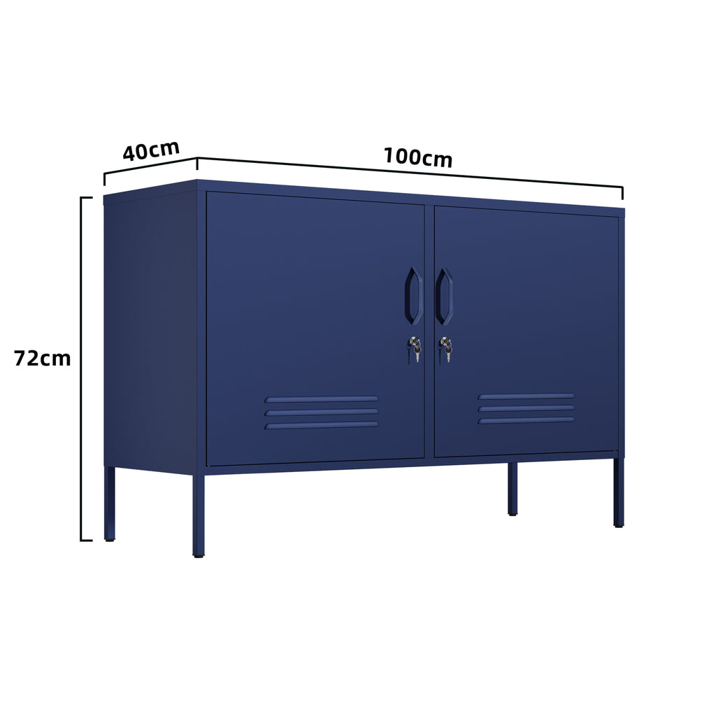 Fraser Country Milan Metal Storage Locker & TV Cabinet - Navy Blue