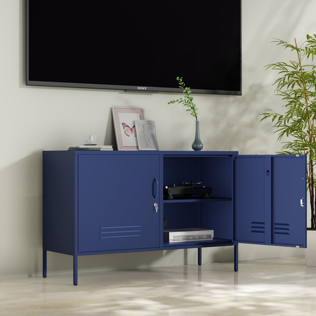 Fraser Country Milan Metal Storage Locker & TV Cabinet - Navy Blue