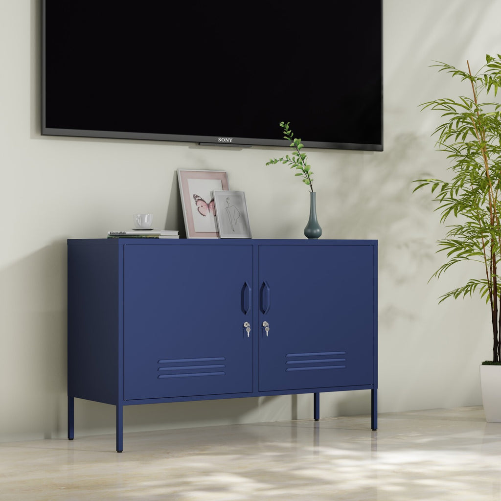 Fraser Country Milan Metal Storage Locker & TV Cabinet - Navy Blue