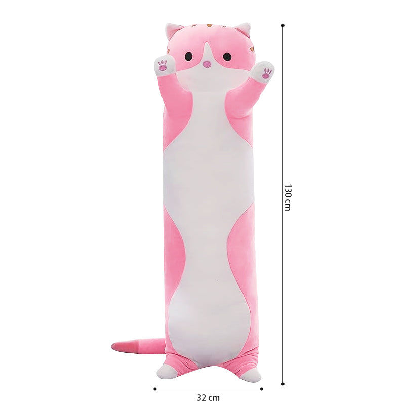 COMFEYA Long Cat Plush Pillow - Pink