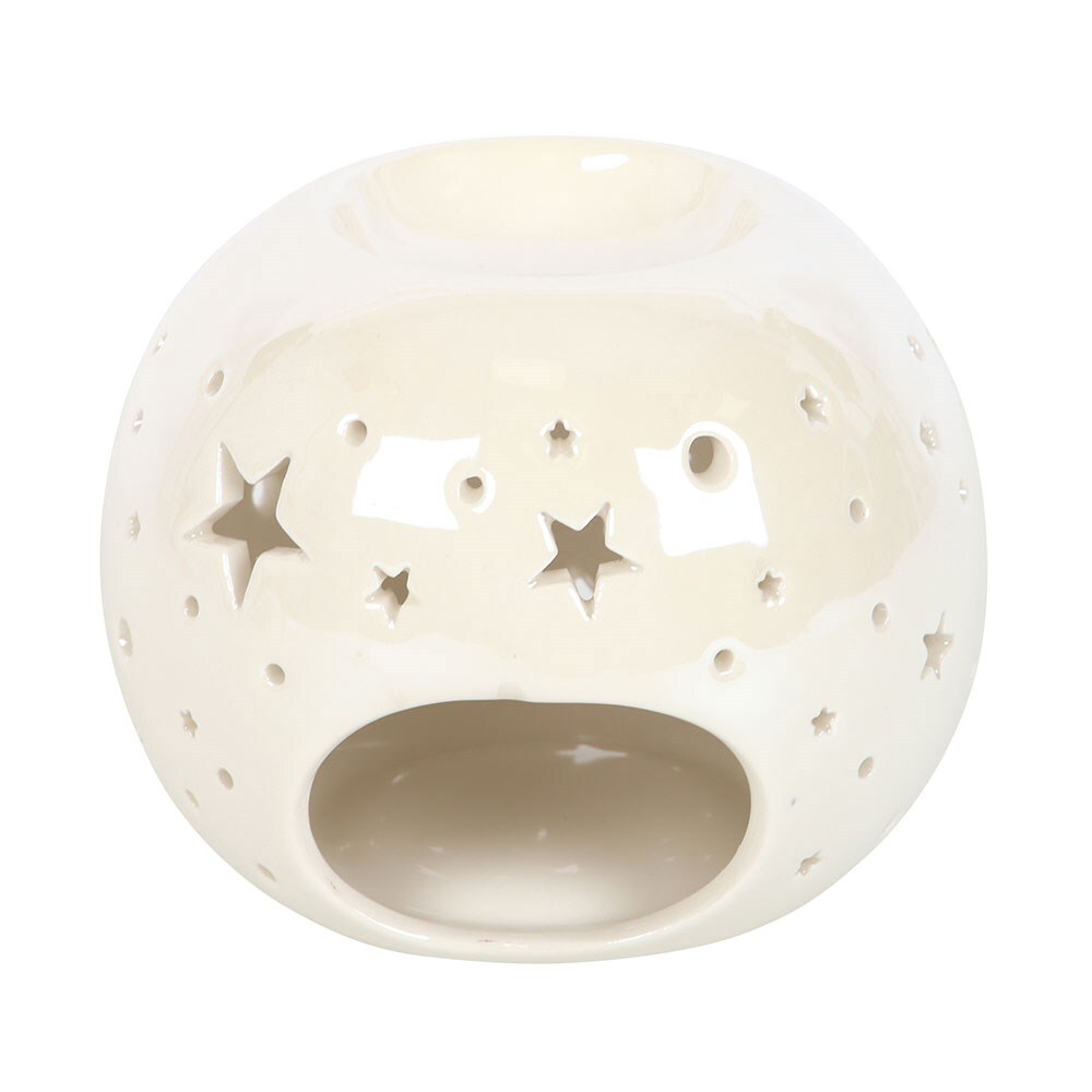 White Iridescent Star Ceramic Oil Burner