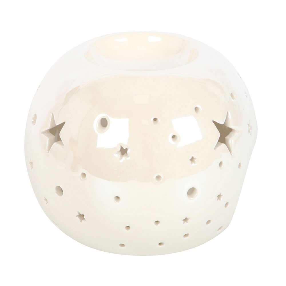 White Iridescent Star Ceramic Oil Burner