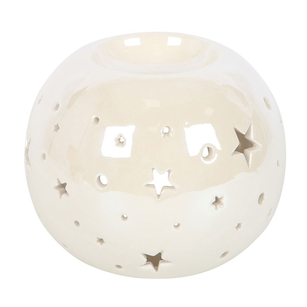 White Iridescent Star Ceramic Oil Burner