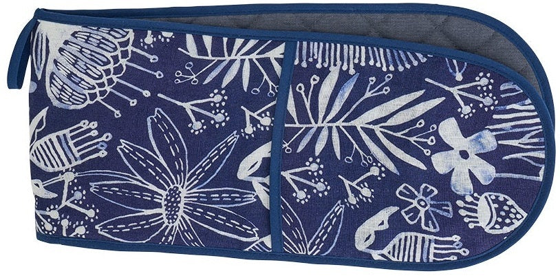 Annabel Trends: Linen Double Oven Mitt - Navy Natives