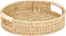 Load image into Gallery viewer, Annabel Trends: Papier Woven Round Tray W/Beaded Handle - Natural