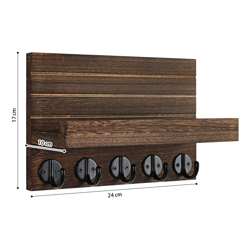 STORFEX Wall Key Holder with Shelf - Brown