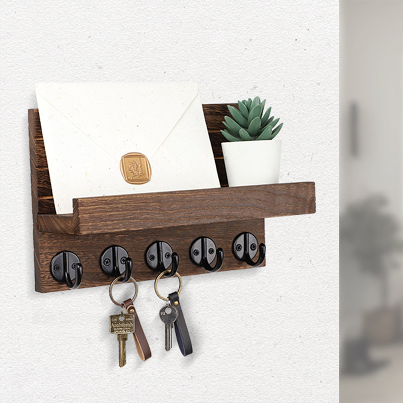 STORFEX Wall Key Holder with Shelf - Brown