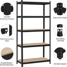 Load image into Gallery viewer, 5-Tier Adjustable Modular Boltless Garage Shelving Unit - 120x40x180cm
