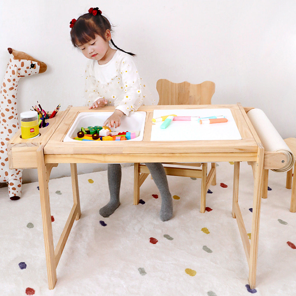 Kids Multifunctional Height Adjustable Wooden Building Block Table Set - Fraser Country