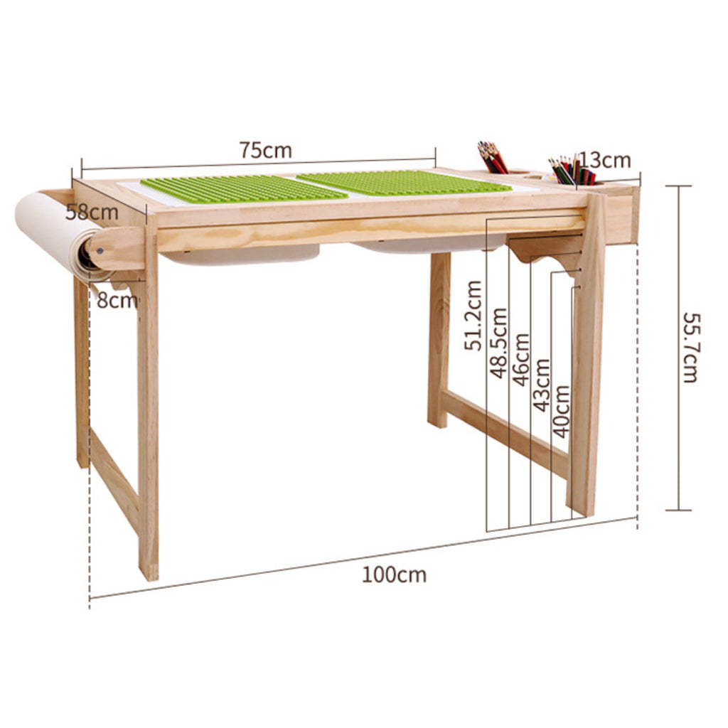 Kids Multifunctional Height Adjustable Wooden Building Block Table Set - Fraser Country